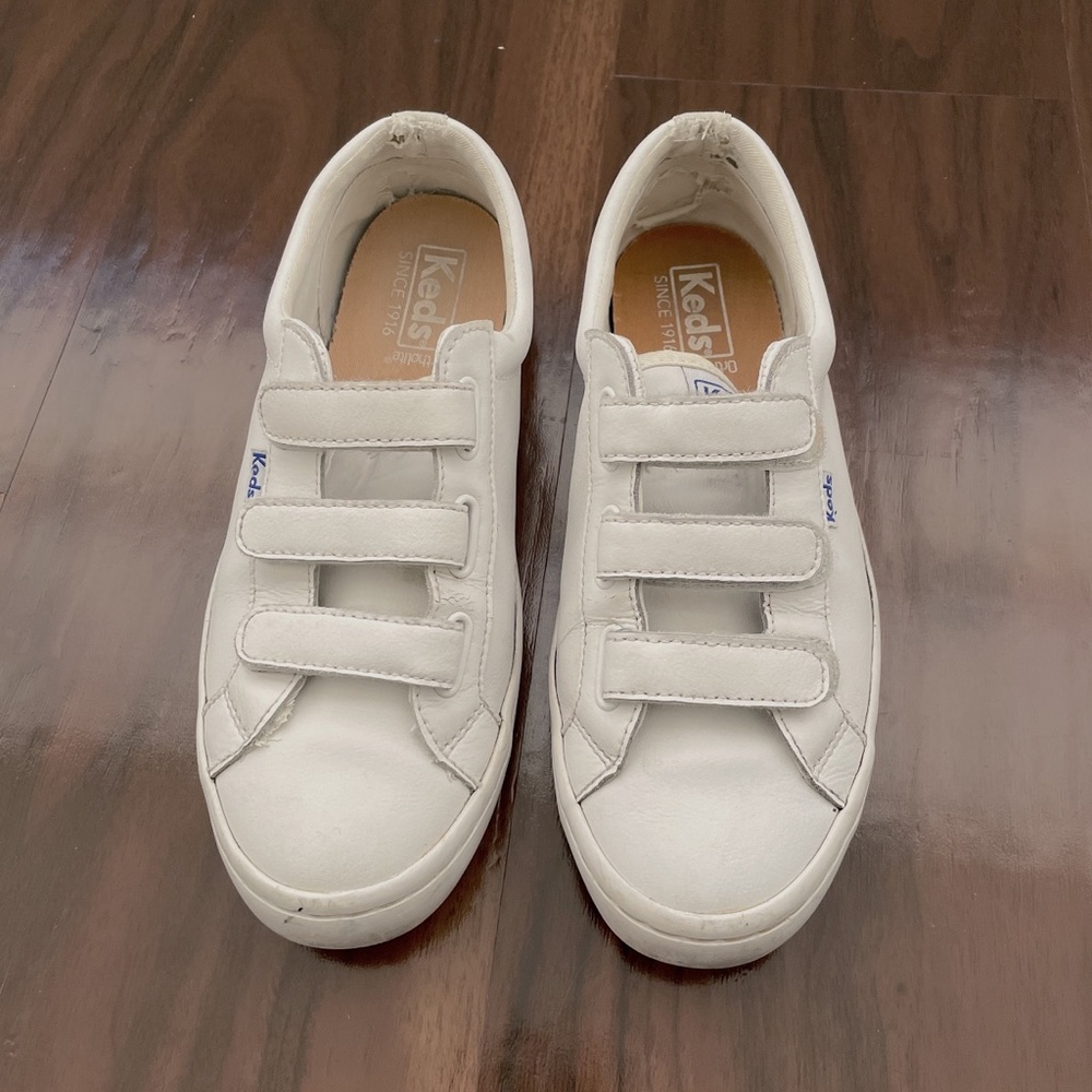 Keds Womens Low Top Leather White Straps Sneakers